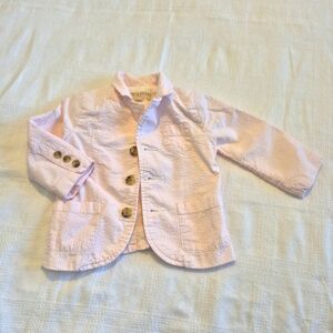Hope & Henry boys 12-18 months pink & white stripe seersucker lined blazer VGUC